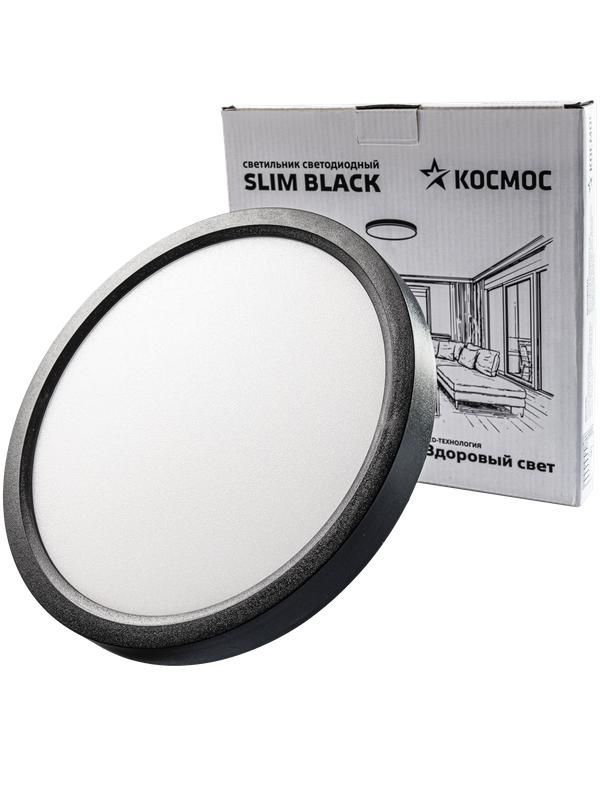 светильник светодиодный slim black 24вт 4500к ip40 1620лм 230в 230х25мм космос kslim24w_b4500k от магазина Штепсель и батарейка.