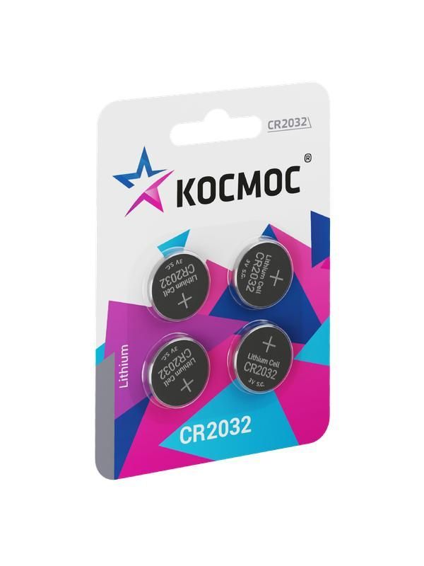 элемент питания литиевый cr2032 4хbl (блист.4шт) космос koc2032bl4 от магазина Штепсель и батарейка.