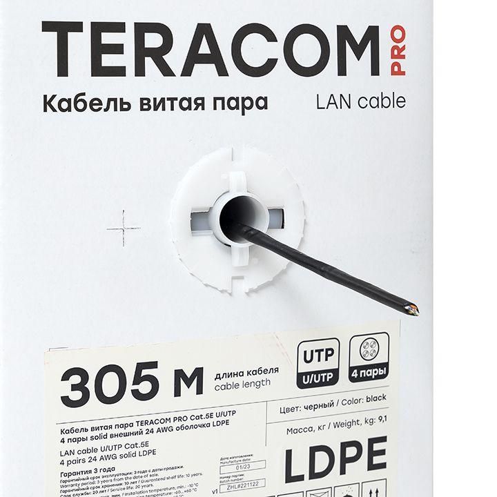кабель витая пара u/utp кат.5e 4 пары 24 awg solid внешн. ldpe черн. teracom pro ekf trp-5eutp-04pe-bk-out3 от магазина Штепсель и батарейка.