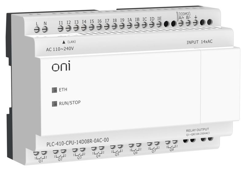 модуль цпу плк 410 14 di 8 ro 220в ac с ethernet портом без экрана oni plc-410-cpu-14d08r-0ac-00 от магазина Штепсель и батарейка.