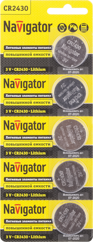 элемент питания литиевый cr2430 94 781 nbt-cr2430-bp5 (блист.5шт) navigator 94781 от магазина Штепсель и батарейка.