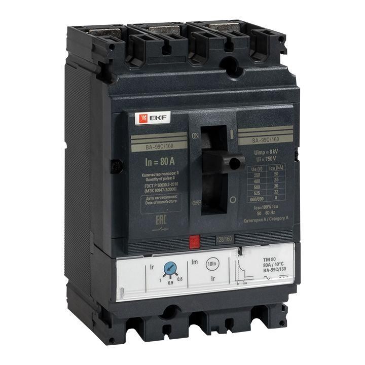 выключатель автоматический 3п 160/80а 36ка ва-99c compact ns proxima ekf mccb99c-160-80 от магазина Штепсель и батарейка.