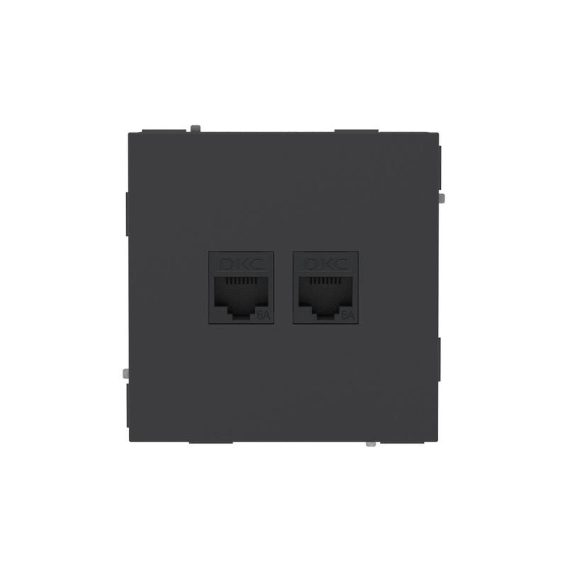 розетка компьютерная 2-м kant rj45 кат.6a без шторки черн. уголь dkc 7012674 от магазина Штепсель и батарейка.