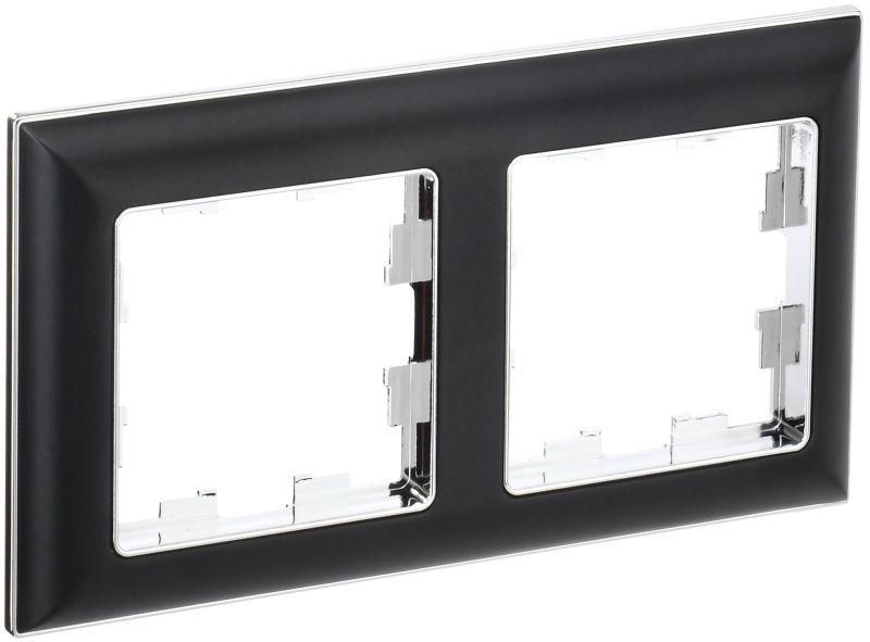 рамка 2-м brite ру-2-бр хром/черн. iek br-m22-12-2-k23 от магазина Штепсель и батарейка.