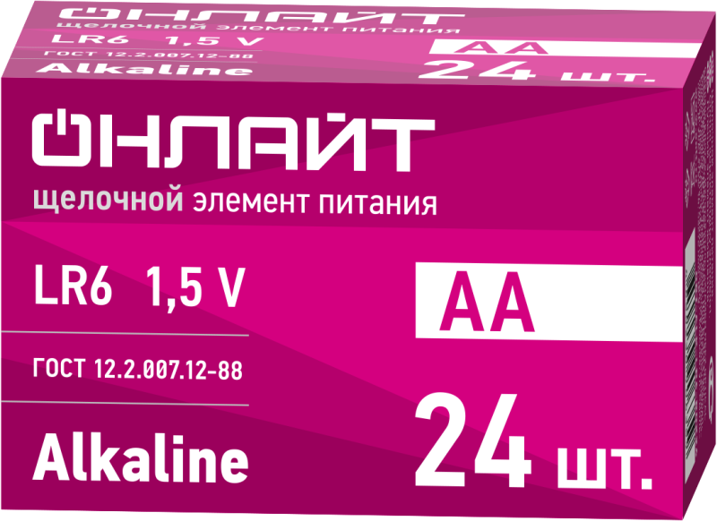 элемент питания алкалиновый 90 635 obt-alk-lr6-box24 (бокс 24шт) онлайт 90635 от магазина Штепсель и батарейка.