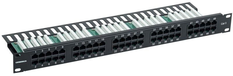патч-панель телеф. 1u кат.3 rj45 50 порт. (krone) generica pp50-1uc03u-k05-g от магазина Штепсель и батарейка.