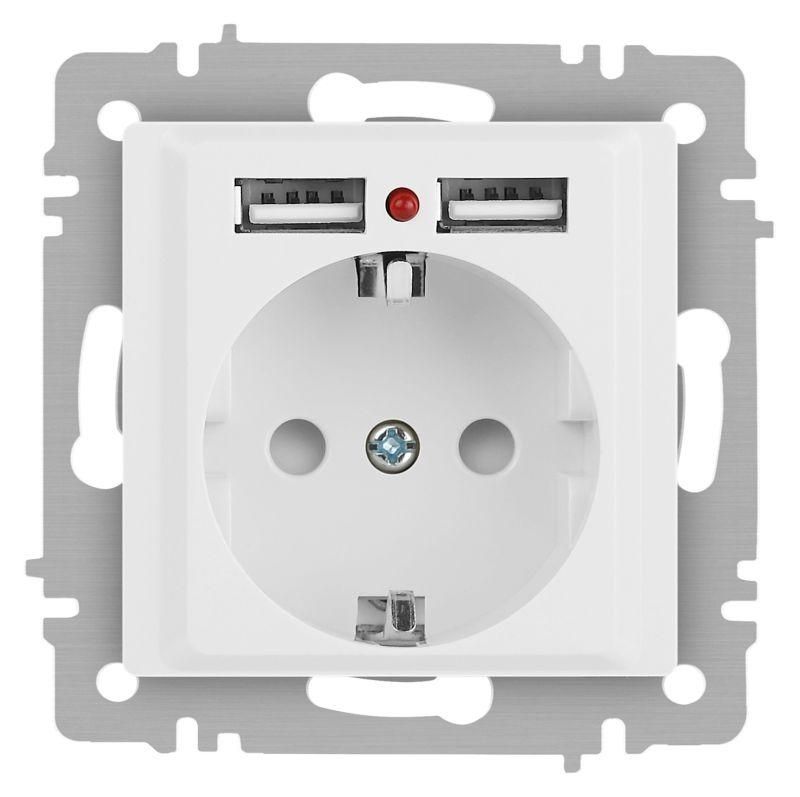 розетка accent 6-410-01м p+e schuko со шторками 16а-250в + 2хusb ip20 су бел. матов. intro б0063691 от магазина Штепсель и батарейка.