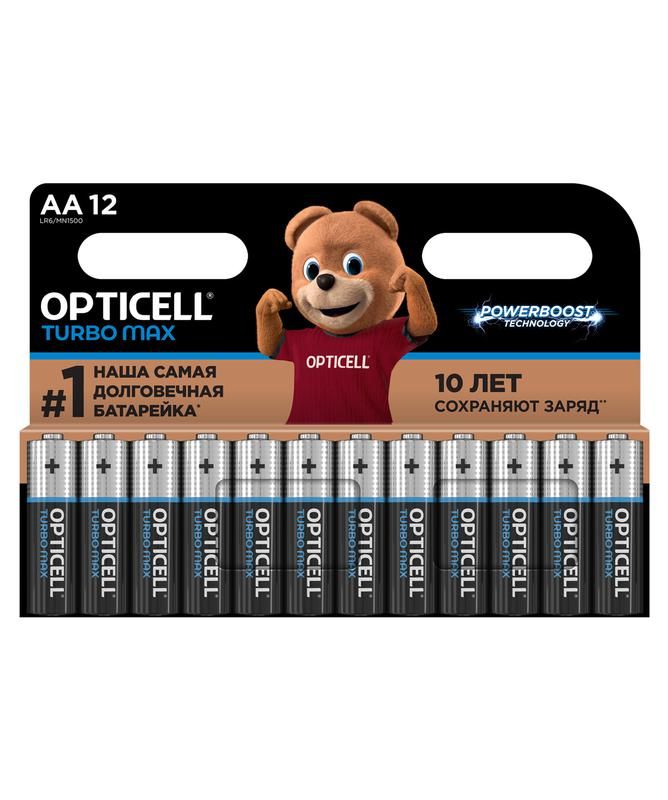 элемент питания алкалиновый aa/lr6 (блист. 12шт) turbo max opticell 6053009 от магазина Штепсель и батарейка.