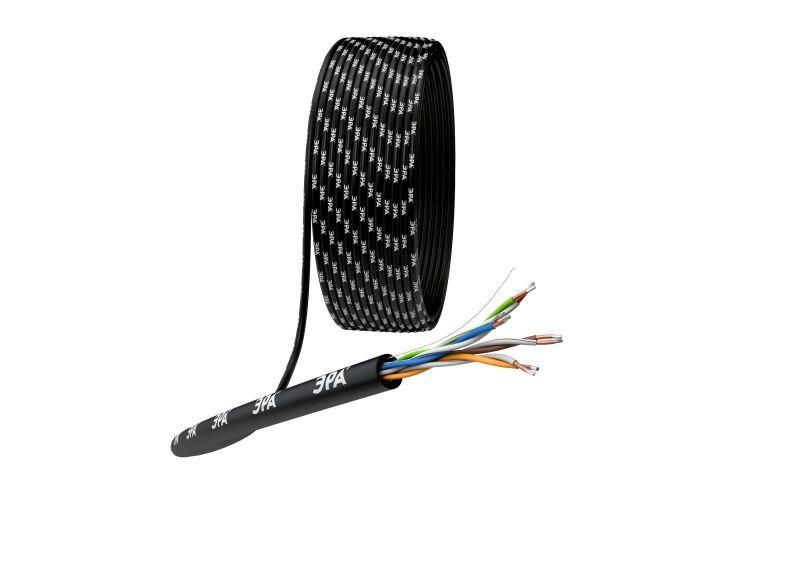 кабель витая пара u/utp кат.5e 4х2х24awg solid cca pe outdoor simple черн. (м) эра б0044436 от магазина Штепсель и батарейка.
