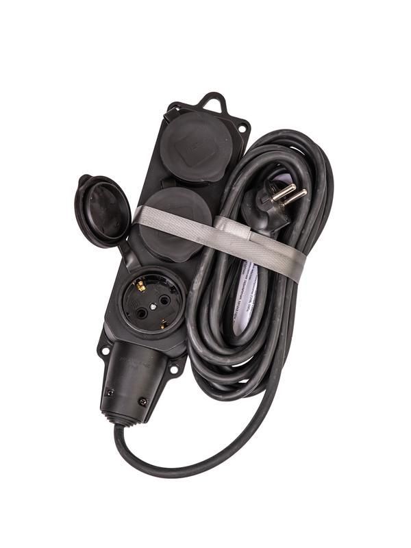 удлинитель на каучуковой колодке 3х5м 16а ip44 250в 4квт каучук кг 3х2.5 черн. ухз16 россия космос yksm5m-3g(16a)kg-b от магазина Штепсель и батарейка.