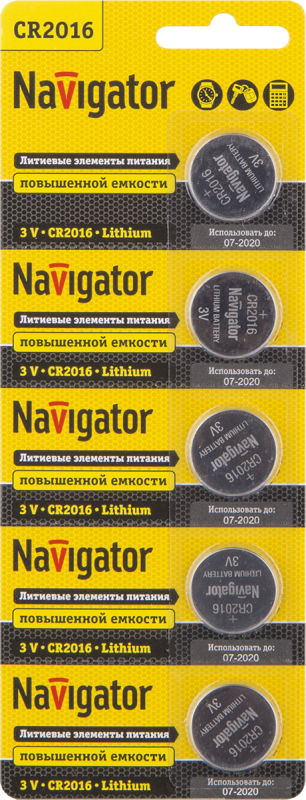 элемент питания литиевый cr2016 94 763 nbt-cr2016-bp5 (блист.5шт) navigator 94763 от магазина Штепсель и батарейка.