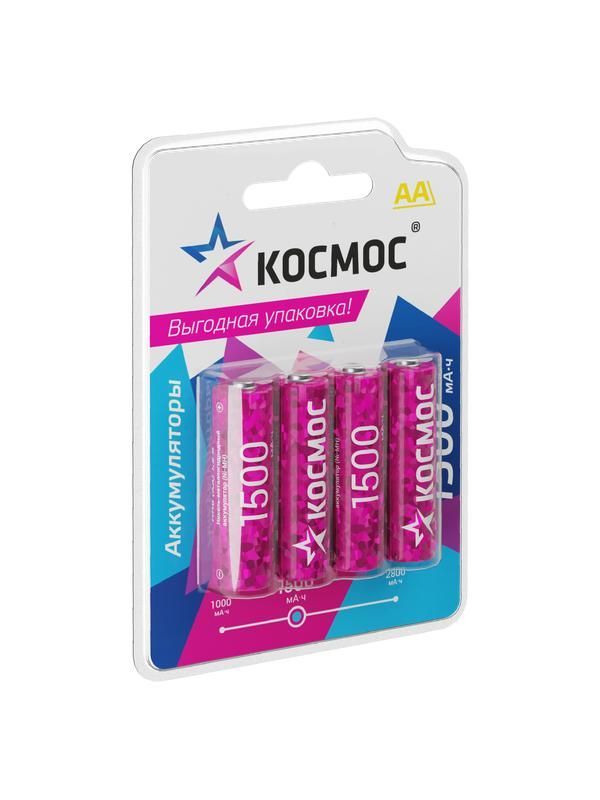аккумулятор aa/r6 1500ма.ч ni-mn bp-4 (блист.4шт) космос kocr6nimh1500mah4bl от магазина Штепсель и батарейка.