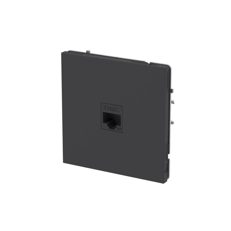 розетка компьютерная 1-м kant rj45 кат.6a без шторки черн. уголь dkc 7012673 от магазина Штепсель и батарейка.