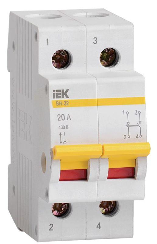 выключатель нагрузки вн-32 20а/2п iek mnv10-2-020 от магазина Штепсель и батарейка.
