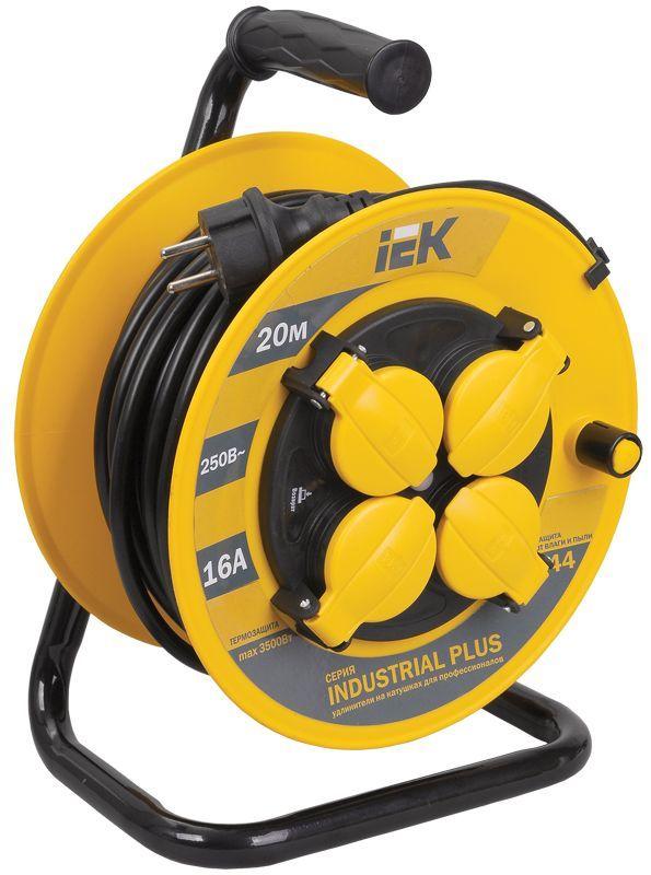 удлинитель на катушке 4х20м с заземл. 16а ip44 industrial plus ук20 3х1.5 термозащита iek wkp15-16-04-20-44 от магазина Штепсель и батарейка.