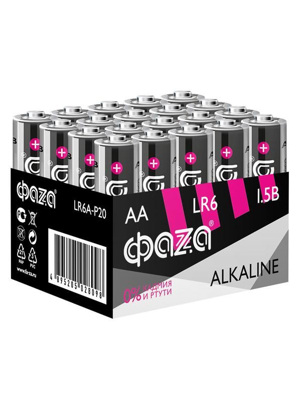 элемент питания алкалиновый aa/lr6 1.5в alkaline pack-20 (уп.20шт) фаzа 5028098 от магазина Штепсель и батарейка.