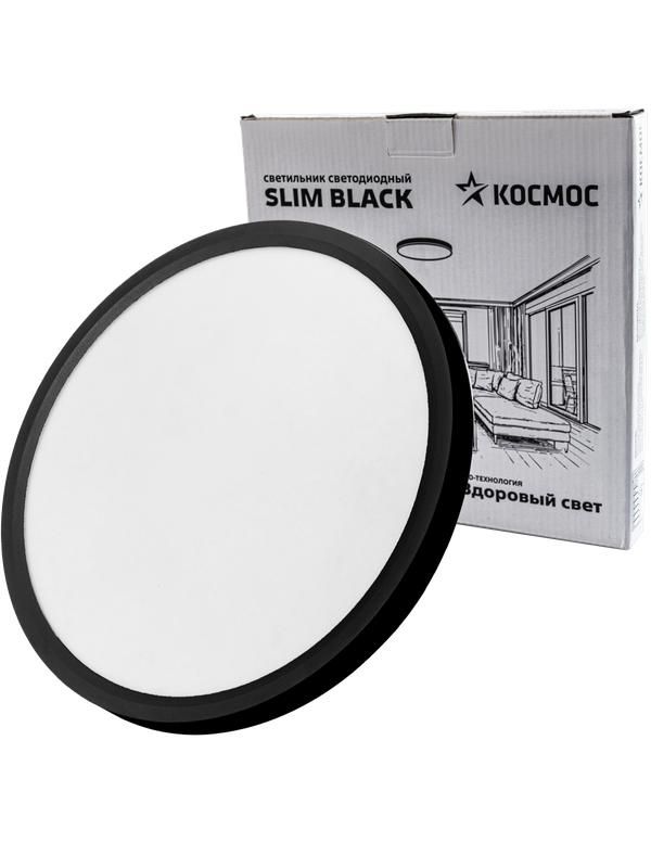 светильник светодиодный slim black 28вт 4500к ip40 2398лм 230в 300х25мм космос kslim28w_b4500k от магазина Штепсель и батарейка.
