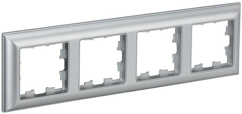 рамка 4-м brite ру-4-бр алюм./алюм. iek br-m42-12-k47 от магазина Штепсель и батарейка.