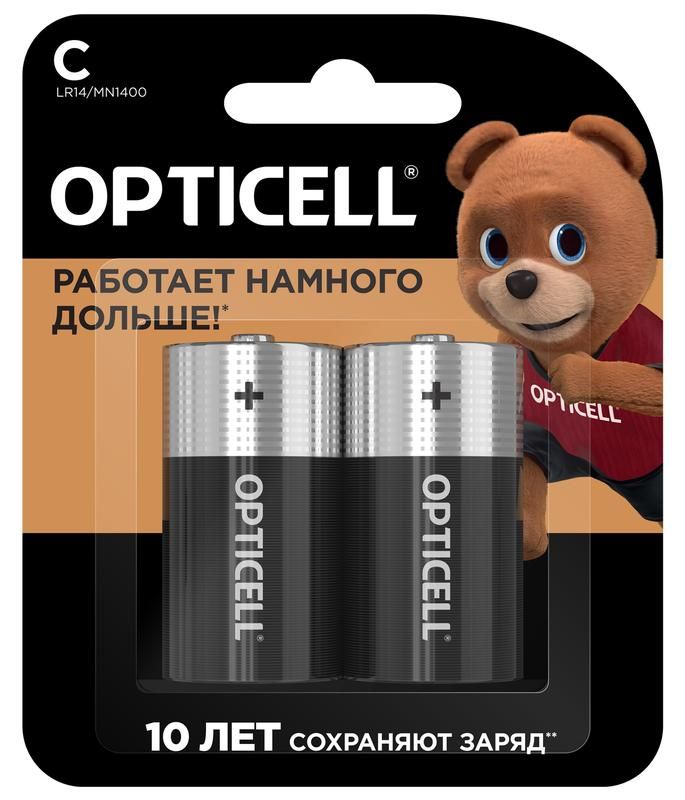 элемент питания алкалиновый c/lr14 1.5в (блист. 2шт) basic opticell 5051004 от магазина Штепсель и батарейка.