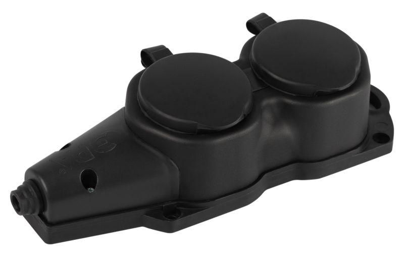 колодка эра kx-2e-b-ip44 каучуковая с заземлением 2 розетки 16a ip44 черн. эра б0068451 от магазина Штепсель и батарейка.