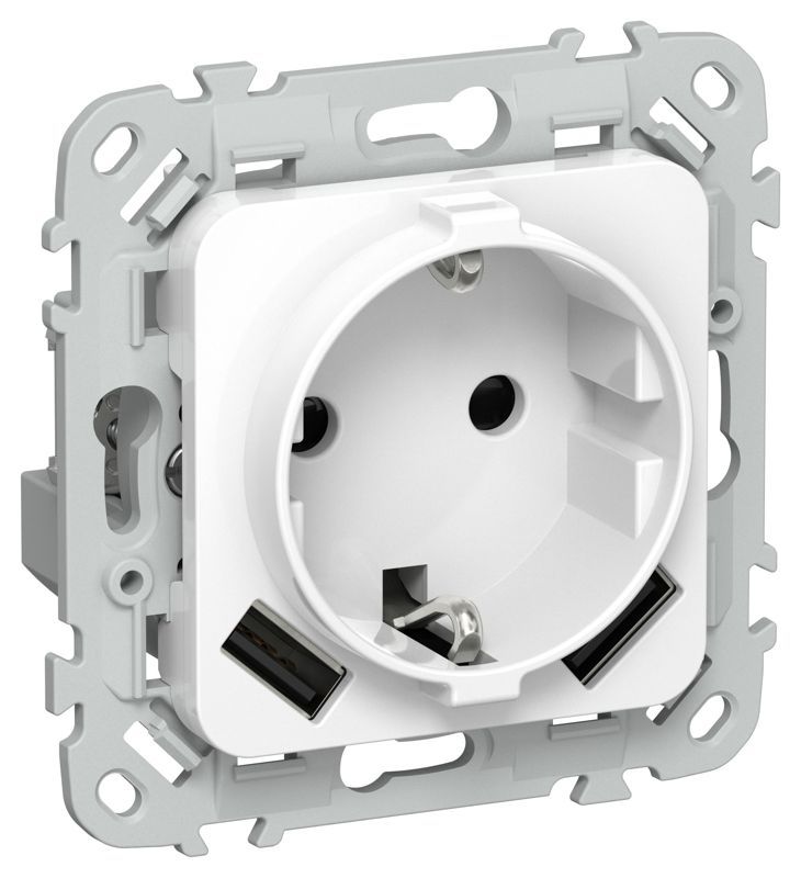 розетка 1-м сп flite рсюша11-0-флб 16а с usb a+a 3.1а с заземл. с защ. шторками механизм бел. iek fi-r14-16-u21-d31-k01 от магазина Штепсель и батарейка.