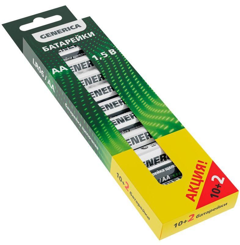 элемент питания алкалиновый aa/lr6 alkaline промо (уп.10+2шт) generica abt-lr06-st-b12-g от магазина Штепсель и батарейка.