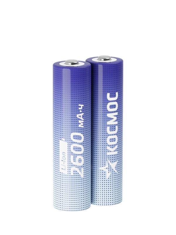 аккумулятор 18650 li-ion 2600ма.ч без защиты (уп.2шт) космос koc18650li-ion26us2 от магазина Штепсель и батарейка.