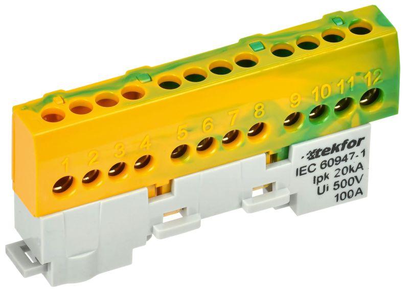 шина pe "земля" изол на универс. держ. 6х9-12-жз tekfor iek tf-nn10-12-kl-k52 от магазина Штепсель и батарейка.