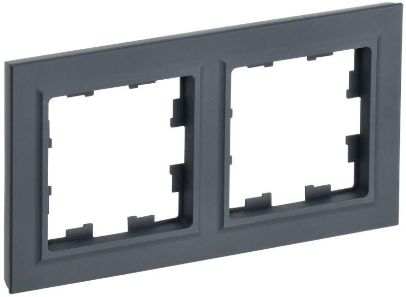 рамка 2-м brite ру-2-брг графит iek br-m22-k53 от магазина Штепсель и батарейка.