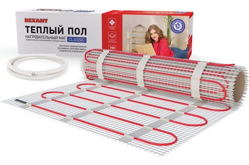 теплый пол мат rnx -0,5-75 s=0,5 м2 (0,5х1,0м) 220вт rexant от магазина Штепсель и батарейка.