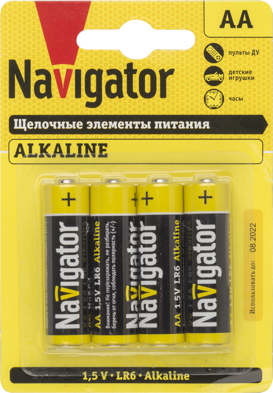 элемент питания алкалиновый aa/lr6 61 463 nbt-npe-lr6-bp4 (блист.4шт) navigator 61463 от магазина Штепсель и батарейка.