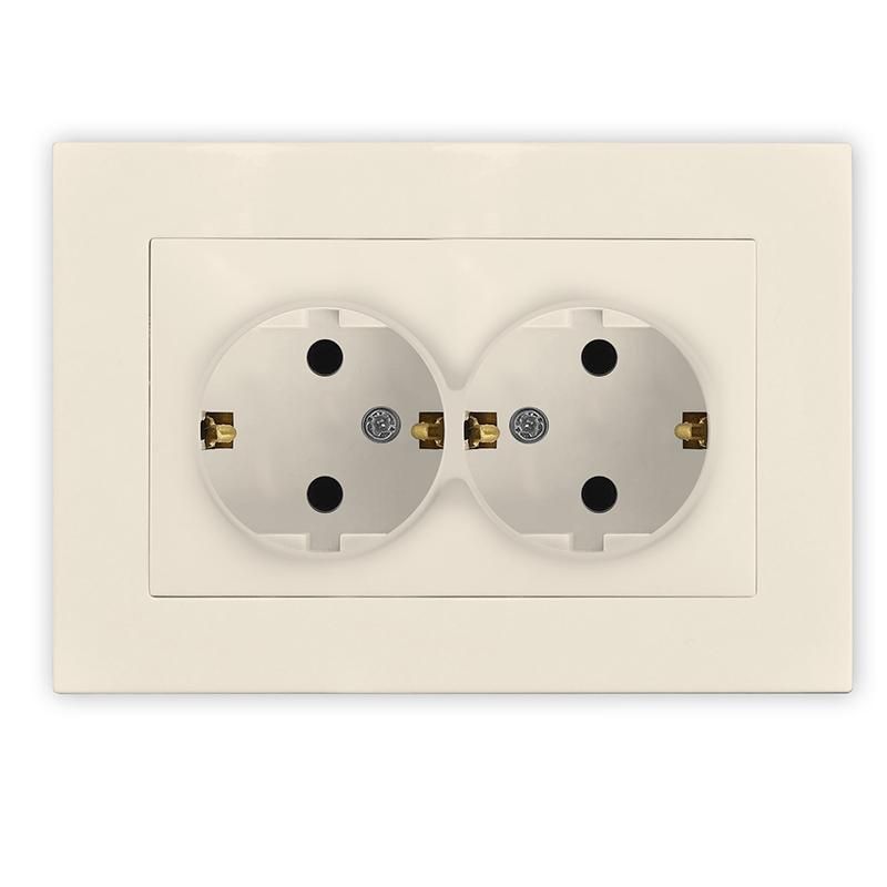 розетка 2-м сп афина 16а ip20 с заземл. в сборе сл. кость (ivory) universal a0128-i от магазина Штепсель и батарейка.