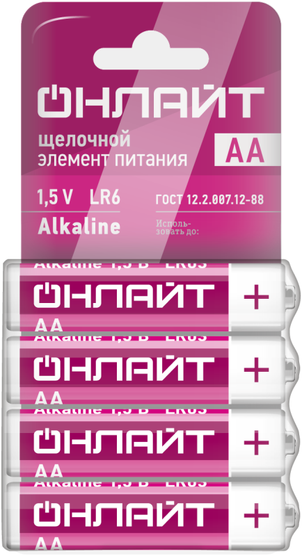 элемент питания алкалиновый 90 638 obt-02 lr6-shbp4 (уп.4шт) онлайт 90638 от магазина Штепсель и батарейка.