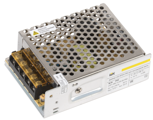 драйвер 12v 60вт ip20 43,5х26,5х26 led ипсн-pro блок - клеммы iek от магазина Штепсель и батарейка.