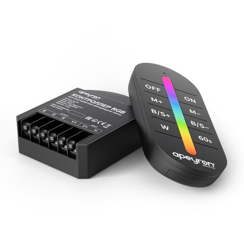 контроллер rgb 12/24в 288/576вт 3 канала 24а ip20 пду rf сенсорный apeyron 04-103 от магазина Штепсель и батарейка.