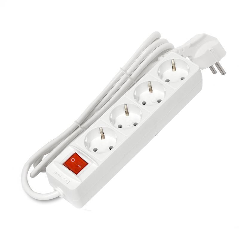 удлинитель 4х1.5м с заземл. 16а ip20 3х1 с выкл. бел. domtok 2374 от магазина Штепсель и батарейка.