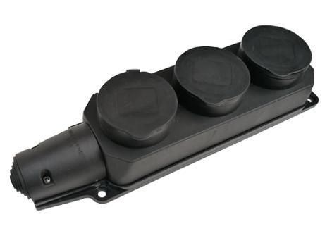 колодка 3-м 16а ip44 с защ. крышками с заземл. каучук черн. 9323 in home 4690612010281 от магазина Штепсель и батарейка.