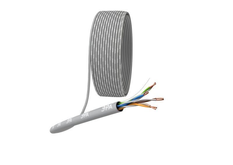 кабель витая пара u/utp кат.5e 4х2х24awg solid cu pvc сер. (м) эра б0044429 от магазина Штепсель и батарейка.