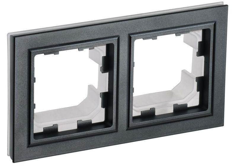 рамка 2-м ip44 brite ру-2-брч-44 черн. iek br-m22-44-k02 от магазина Штепсель и батарейка.