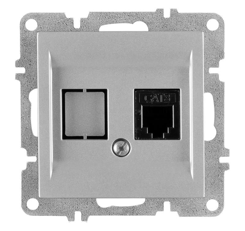 розетка телефонная 1вых. сп 1мод. lavin/karen rj45 кат.3 механизм сер. arvia 50 03 2000 221 от магазина Штепсель и батарейка.