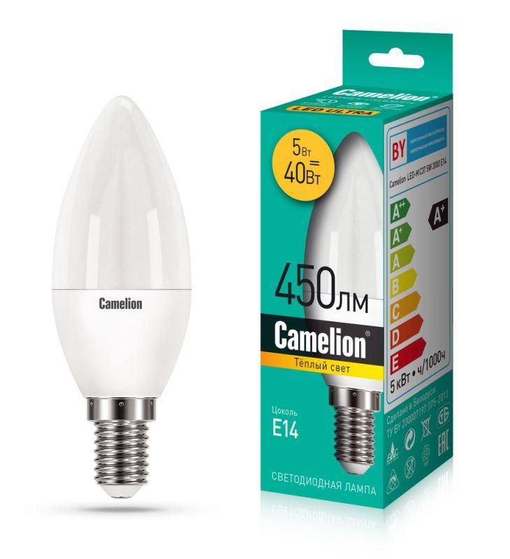 лампа светодиодная ledrb/5-c35/830/e14 5вт 220в led-m c37 3000к e14 camelion 15049 от магазина Штепсель и батарейка.