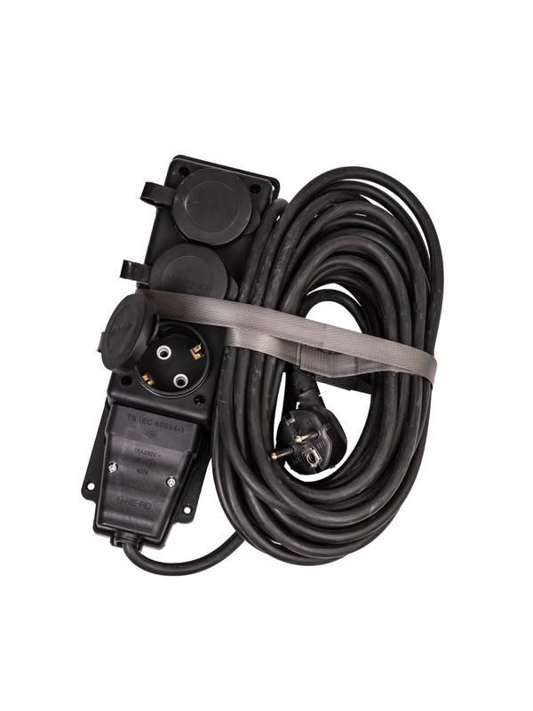 удлинитель на каучуковой колодке 3х10м 16а ip44 250в 4квт каучук кг 3х2.5 черн. ухз16 россия космос yksm10m-3g(16a)kg-b от магазина Штепсель и батарейка.