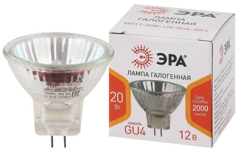 лампа галогенная gu4-mr11-20w-12v-30cl mr11 20вт софит gu4 нейтр. бел. 12в эра б0049310 от магазина Штепсель и батарейка.