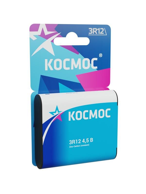 элемент питания солевой "квадрат" 3r12 1bl (блист.1шт) космос koc3r121bl от магазина Штепсель и батарейка.