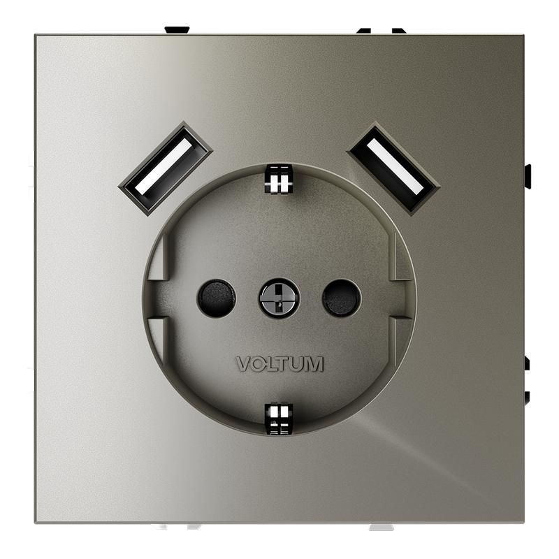 розетка 1-м сп s70 16а с usb a+a с заземл. защ. шторки механизм шелк voltum vls040404 от магазина Штепсель и батарейка.