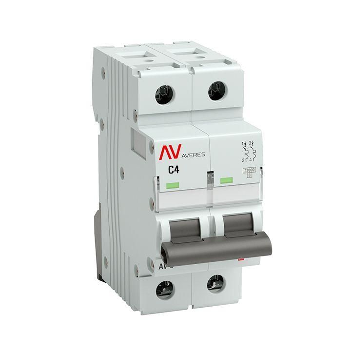 выключатель автоматический модульный 2п c 4а 10ка av-10 averes ekf mcb10-2-04c-av от магазина Штепсель и батарейка.