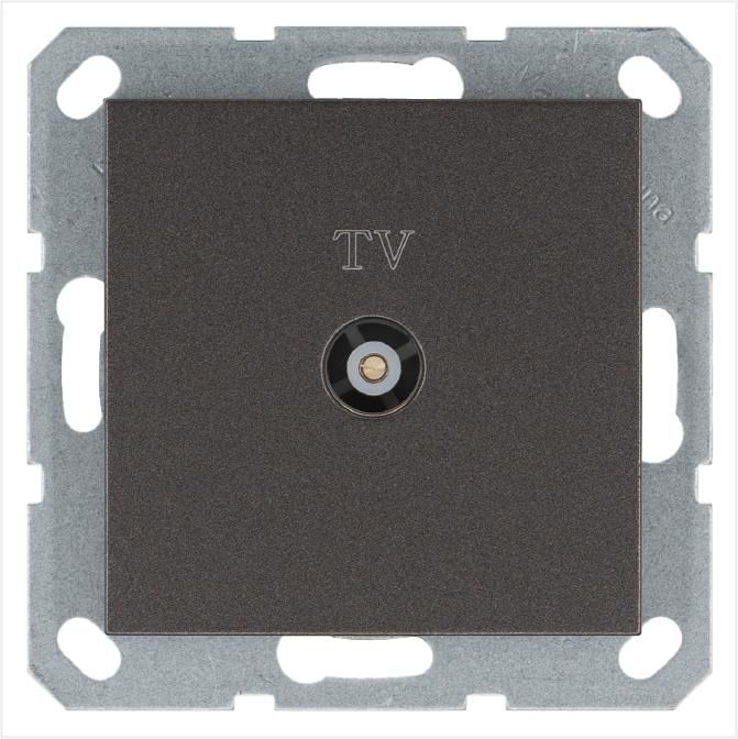 розетка телевизионная оконечная tv ф9.5мм механизм мокко jasmart g6001z от магазина Штепсель и батарейка.