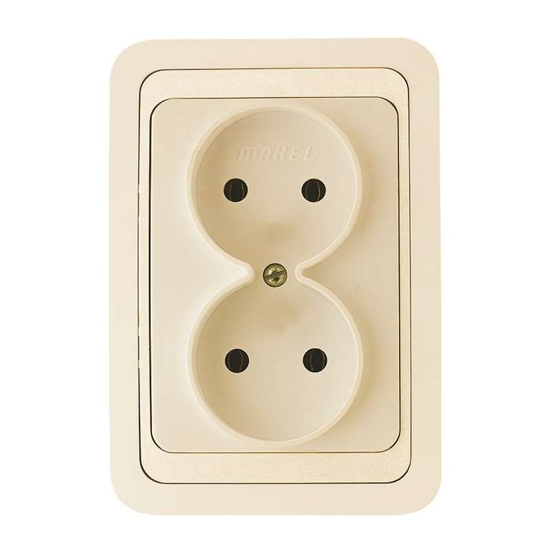 розетка 2-м сп mimoza 16а ip20 без заземл. крем./крем. makel 25017 от магазина Штепсель и батарейка.
