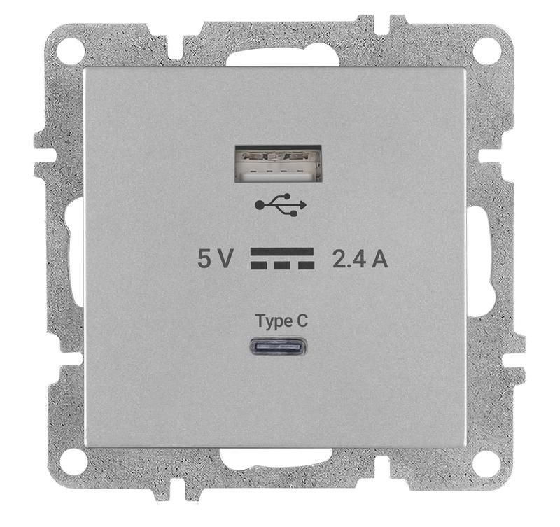розетка lavin/karen usb + type-c механизм сер. arvia 50 03 2000 304 от магазина Штепсель и батарейка.