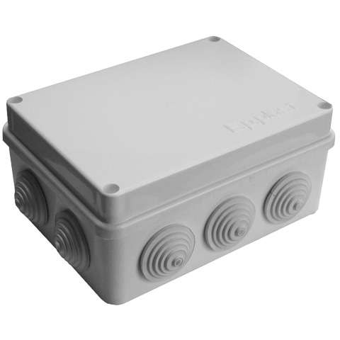коробка распределительная оп 150х110х70мм ip54 10 выходов 10 гермовводов. крышка на винтах сер. epplast 210314 от магазина Штепсель и батарейка.